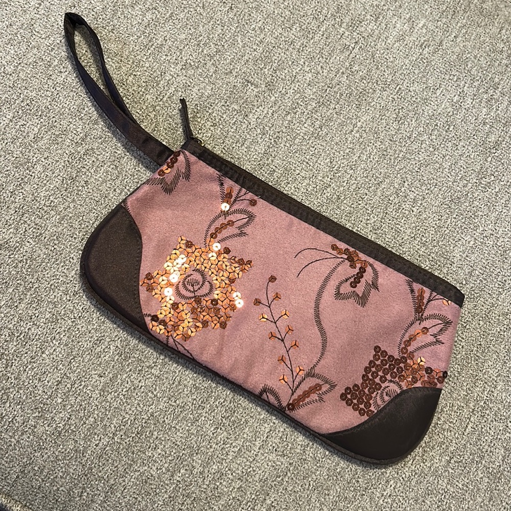 Sequined Makeup Bag with wristlet strap